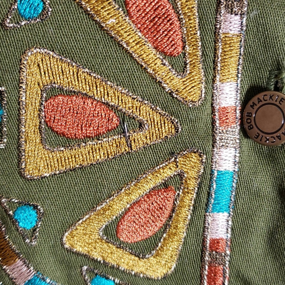 Bob Mackie Wearable Art Green Embroidered Santa Fe Shirt Jacket Shacket Size XL - Picture 10 of 11